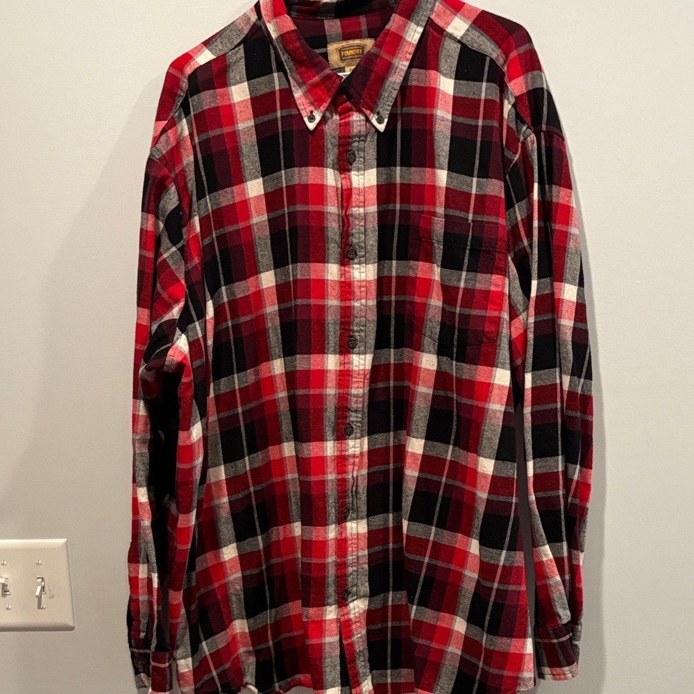 The Foundry Supply Co. Red and Black Plaid Shirt